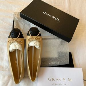 BNIB CHANEL Lambskin Ballerina Flats with original packaging and invoice.